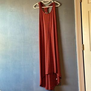 Navy and red horizontal striped dress